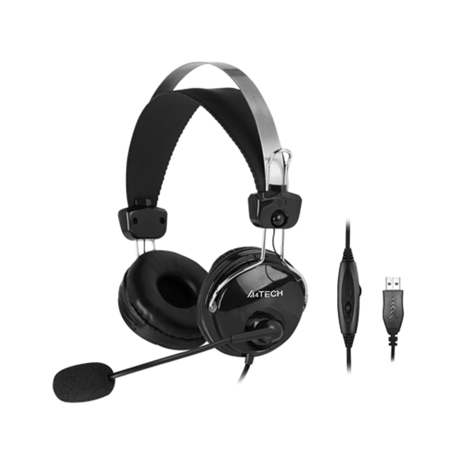 A4Tech HU-7P ComfortFit Stereo USB Headset with clear sound, noise-canceling mic, and soft ear cushions in Pakistan