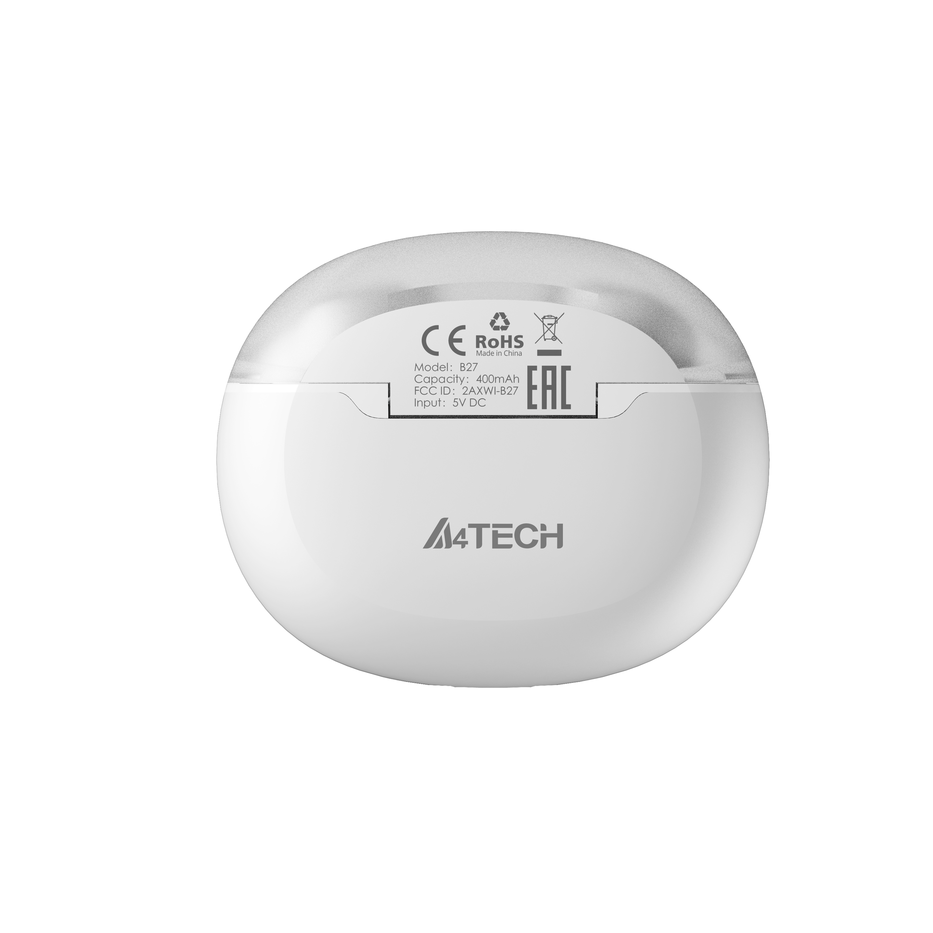 A4Tech B27 True Wireless Earphones White with crystal-clear sound, deep bass, and reliable Bluetooth connection in Pakistan