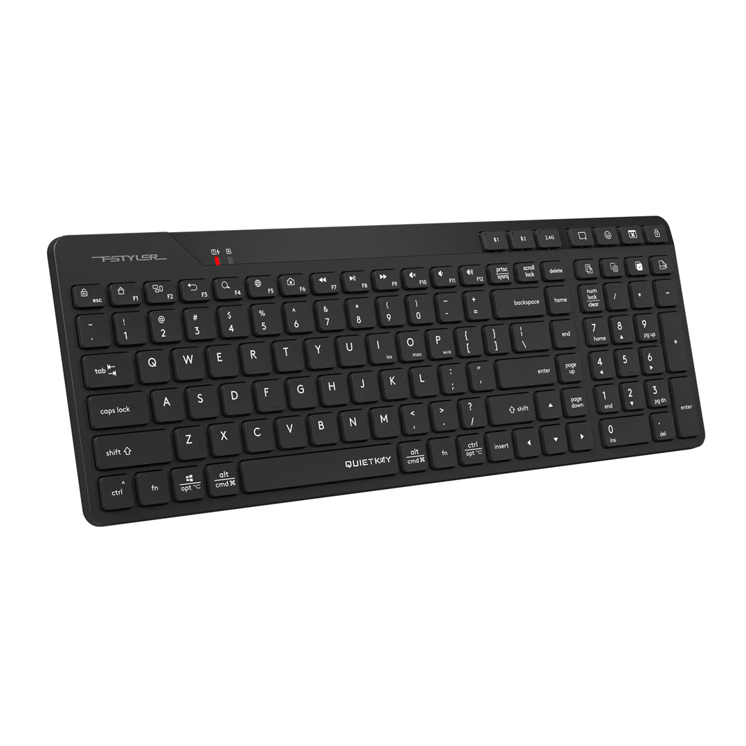 A4Tech FBK27C AS Bluetooth & 2.4G Rechargeable Wireless Keyboard Black Edition with slim design and smooth typing in Pakistan