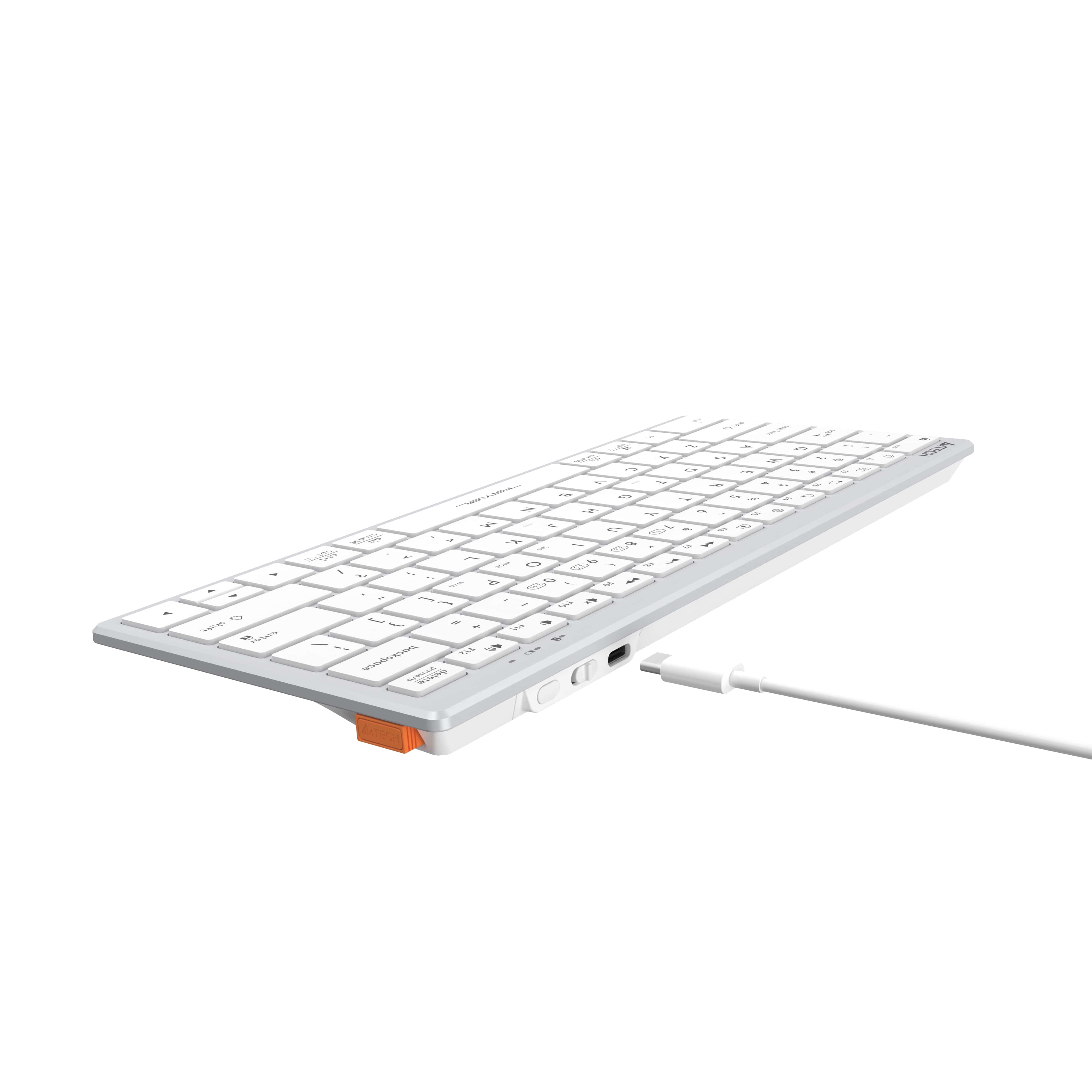 A4Tech FBX51C Bluetooth & 2.4G Wireless Keyboard White with silent keys, elegant design, and seamless typing in Pakistan