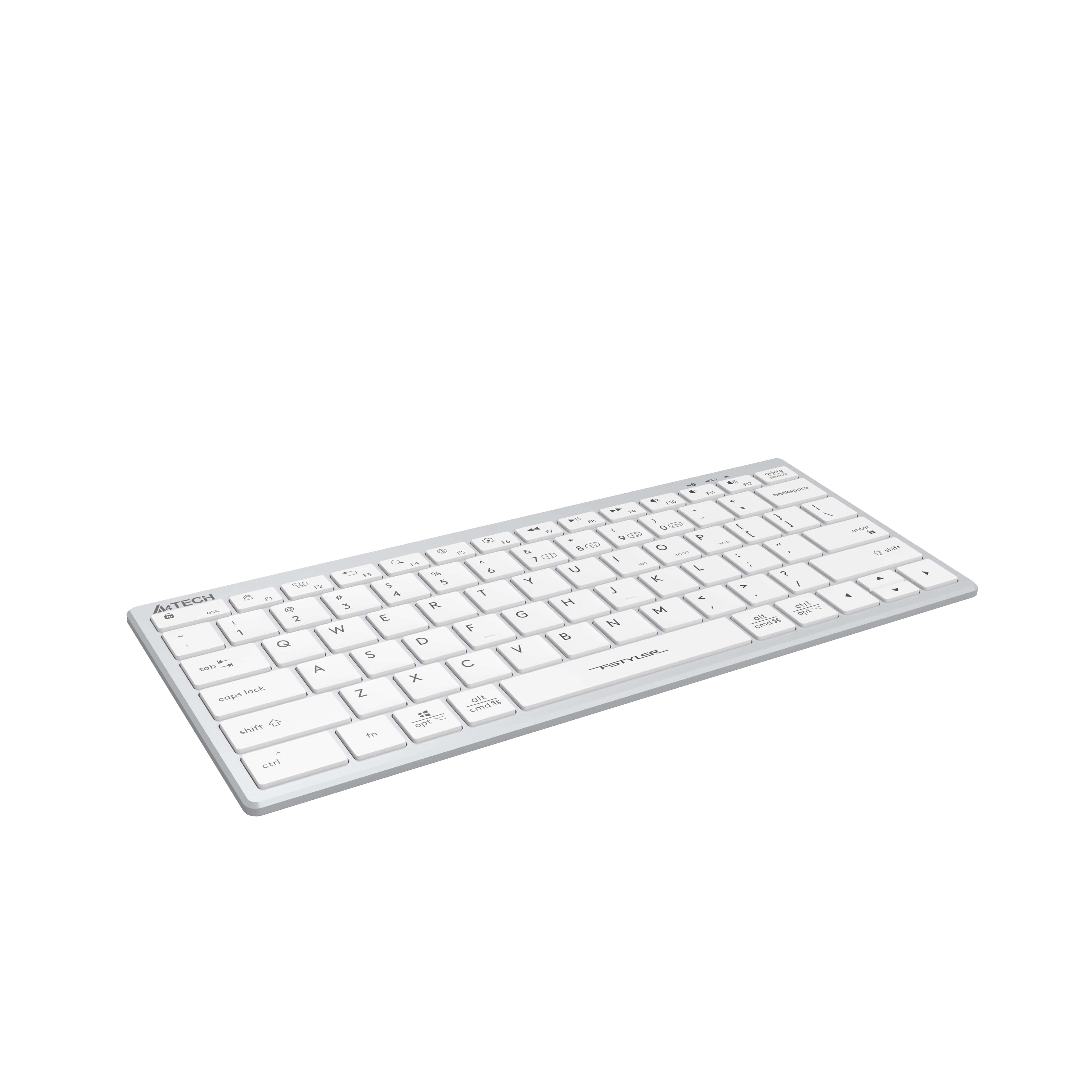 A4Tech FBX51C Bluetooth & 2.4G Wireless Keyboard White with silent keys, elegant design, and seamless typing in Pakistan