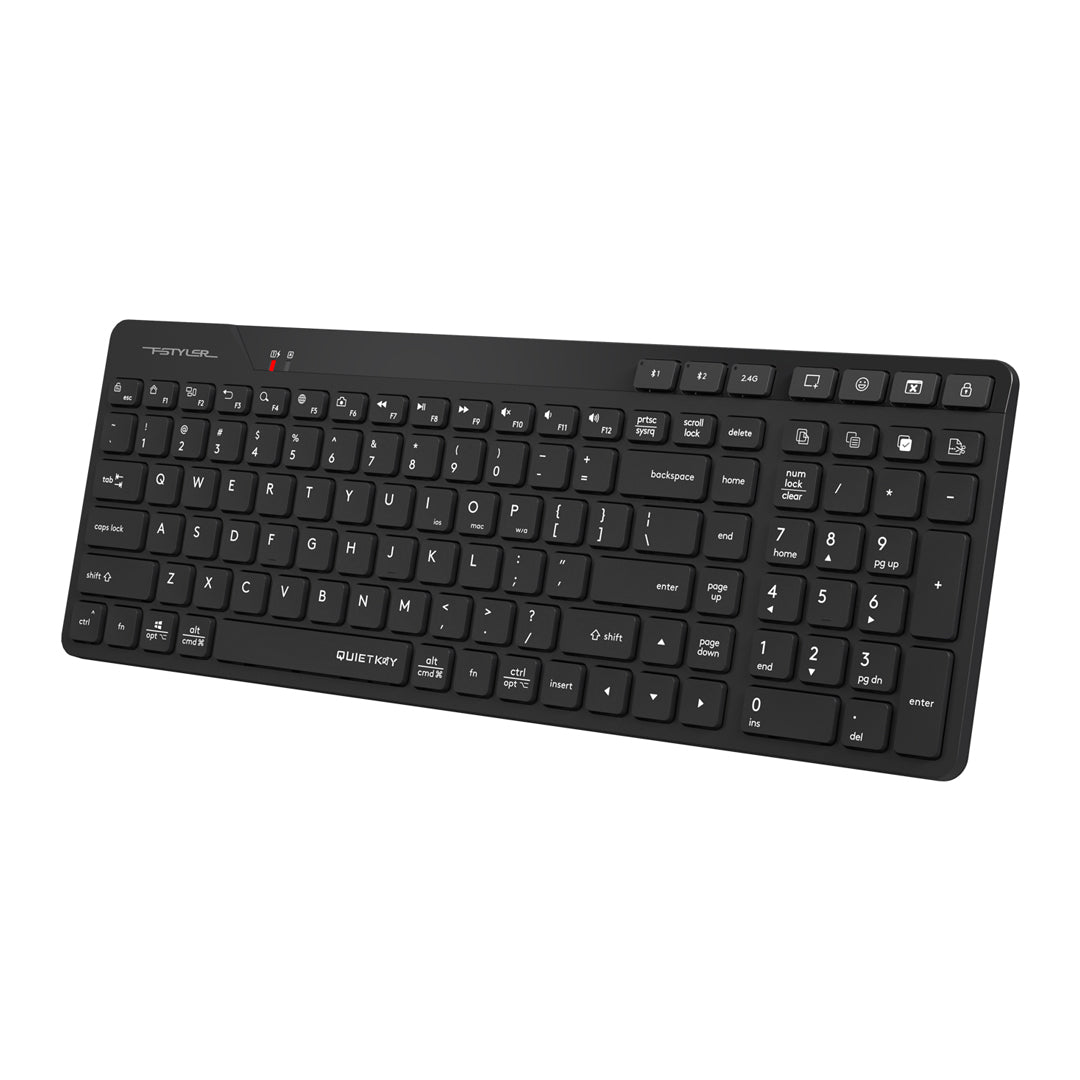 A4Tech FBK27C AS Bluetooth & 2.4G Rechargeable Wireless Keyboard Black Edition with slim design and smooth typing in Pakistan