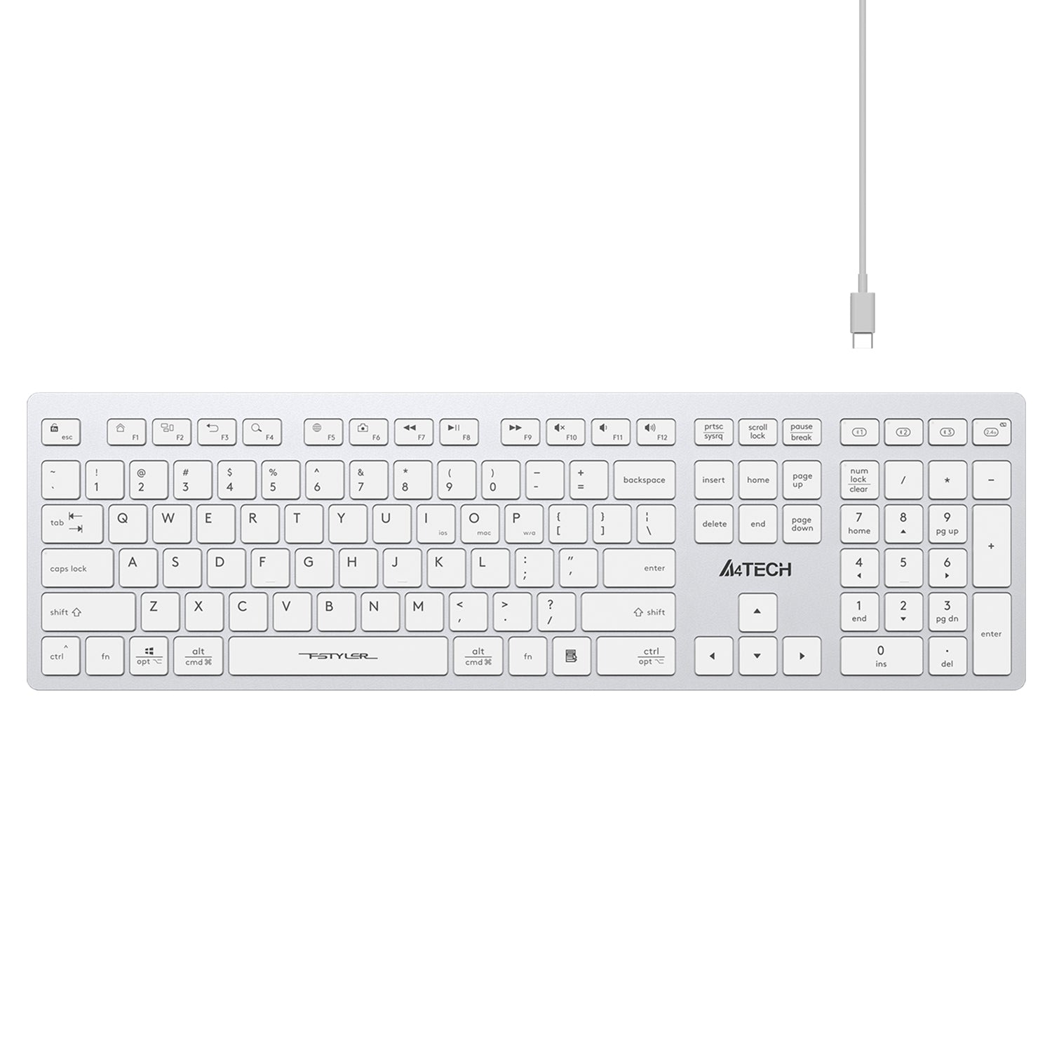 A4Tech FBX50C Bluetooth 2.4G Wireless Keyboard White. Slim Dual Mode Keyboard Price in Pakistan.