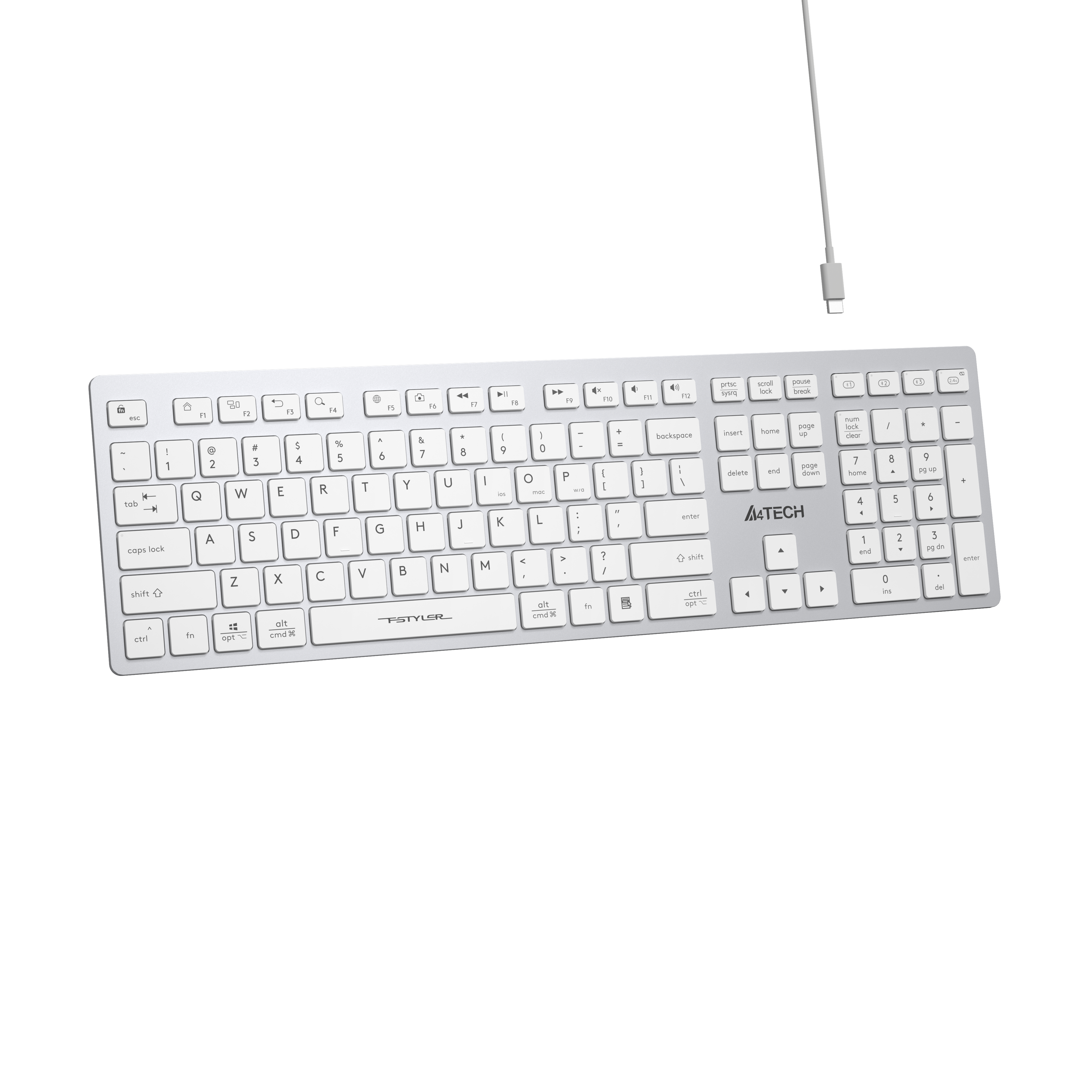 A4Tech FBX50C Bluetooth 2.4G Wireless Keyboard White. Slim Dual Mode Keyboard Price in Pakistan.