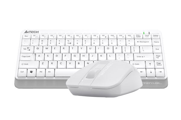 A4Tech FG1112S 2.4G Compact Desktop Set White with quiet keys, an accurate mouse, and an elegant look for users in Pakistan